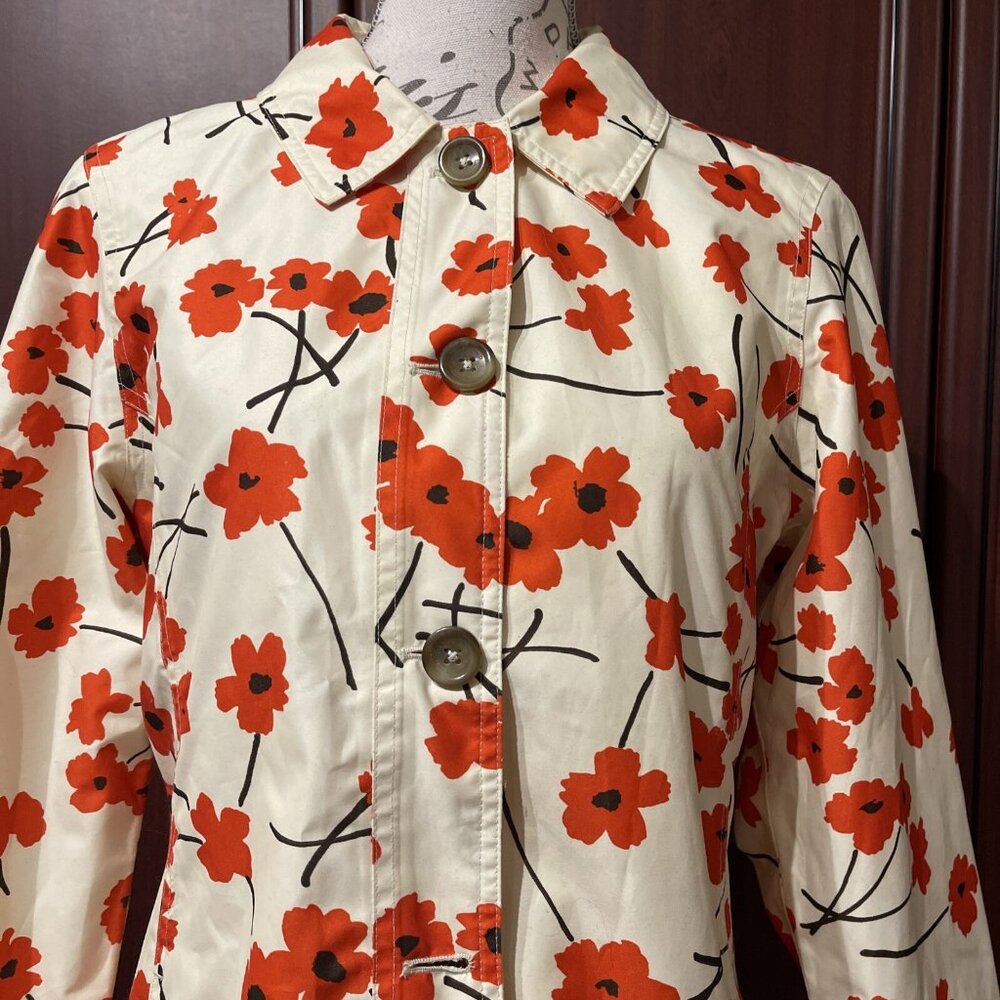 Lands End - Rain Coat Red Poppy Mac Size S 38” Shower Proof +Pack away Bag - Picture 4 of 11